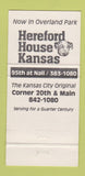 Matchbook Cover - Hereford House Steak Kansas City MO Overland Park 30 Strike