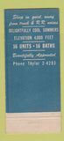 Matchbook Cover - Ranchotel Tehachapi CA Full Length 30 Strike