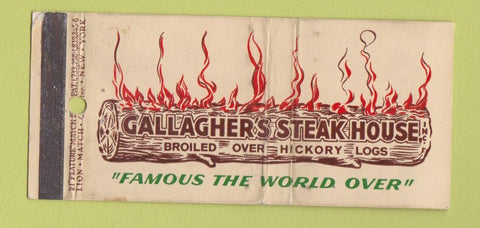 Matchbook Cover - Gallagher's Steak House New York City WEAR 21 Strike Feature