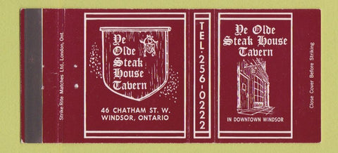 Matchbook Cover - Ye Olde Steak Hosue Tavern Windsor ON 30 Strike