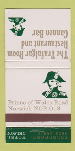 Matchbook Cover - Trafalgar Room Norwich UK Hotel Nelson 30 Strike