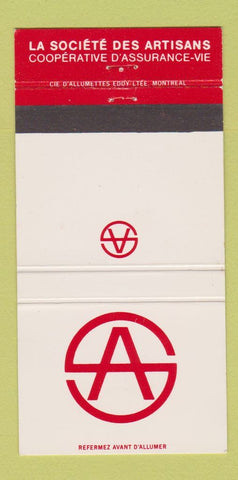 Matchbook Cover - La Societe Des Artisans  QC 30 Strike
