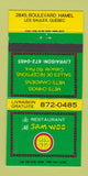 Matchbook Cover - Sam Woo Chinese Restaurant Les Saules QC 30 Strike