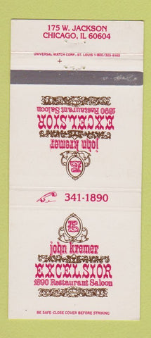 Matchbook Cover - John Kremer Excelsior Restaurant Chicago IL 30 Strike