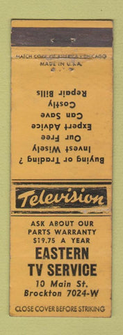 Matchbook Cover - Eastern TV Service Brockton MA WEAR