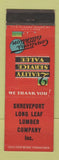 Matchbook Cover - Shreveport Long Lumber Company LA