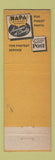 Matchbook Cover - NAPA Auto Parts Carver's Flemington Phillipsburg NJ