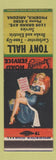 Matchbook Cover - Tony Hall Auto Repair Phoenix AZ pinup #1