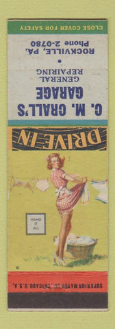 Matchbook Cover - CM Crall's Garage Rockville PA pinup