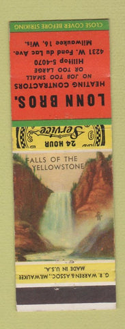 Matchbook Cover - Lonn Bros Heating Milwaukee WI