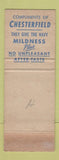 Matchbook Cover - Chesterfield Cigarettes US Navy WEAR