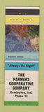 Matchbook Cover - Farmers COOP Remington IN low phone #