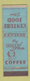 Matchbook Cover - Shirley Ann Coffee Century Food Stores WEAR