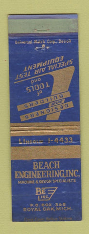 Matchbook Cover - Beach Engineering Royal Oak MI WEAR