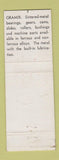 Matchbook Cover - United States Graphite Saginaw MI Gramix