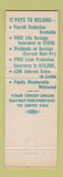 Matchbook Cover - Mount Road Federal Credit Union Utica MI