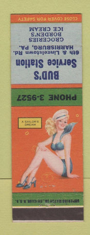 Matchbook Cover - Bud's Esso oil gas Harrisburg PA pinup