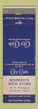 Matchbook Cover - City Club Men's Shoes Schmidt's Lansing MI