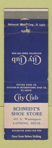 Matchbook Cover - City Club Men's Shoes Schmidt's Lansing MI