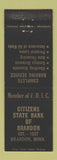 Matchbook Cover - Citizens State Bank of Brandon MN