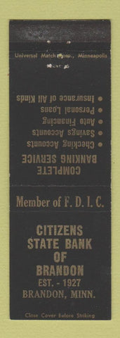 Matchbook Cover - Citizens State Bank of Brandon MN