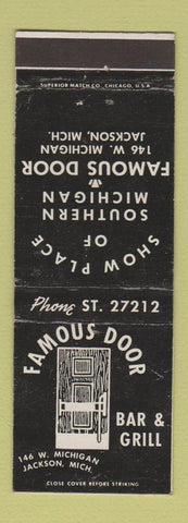 Matchbook Cover - Famous Door Bar Grill Jackson MI
