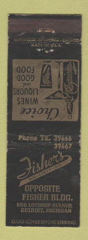 Matchbook Cover - Fisher's Restaurant Detroit MI WEAR