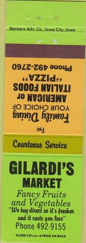 Matchbook Cover - Gilardi's Market Sidney OH