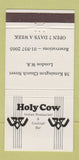 Matchbook Cover - Holy Cow Indian Restaurant London UK England 30 Strike