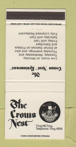 Matchbook Cover - The Crows Nest Tring Hill UK  30 Strike
