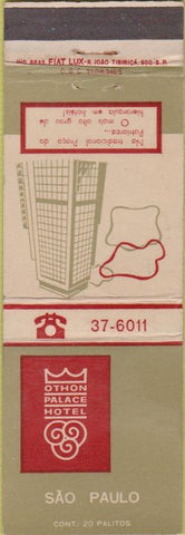 Matchbook Cover - Othon Palace Hotel Sao Paulo Brazil WEAR