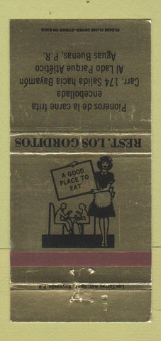 Matchbook Cover Restaurant Los Gorditos Aguas Buenas Puerto Rico GOLD 30 Strike