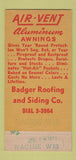 Matchbook Cover - Badger Roofing Siding Racine WI 30 Strike