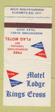 Matchbook Cover - Motel Lodge Kings Cross Elizaeth Bay Australia 30 Strike