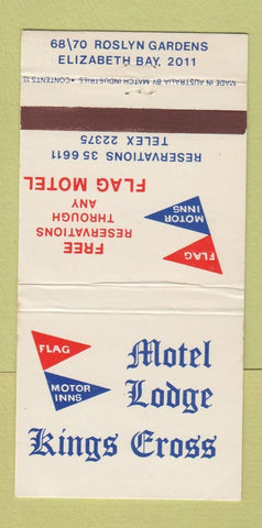 Matchbook Cover - Motel Lodge Kings Cross Elizaeth Bay Australia 30 Strike