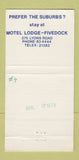 Matchbook Cover - Motel Lodge Kings Cross Elizaeth Bay Australia 30 Strike