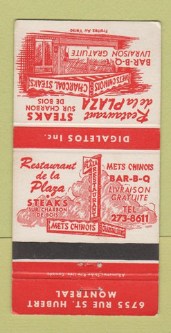 Matchbook Cover - Restaurant de la Plaza Montreal QC 30 Strike