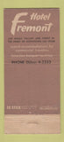 Matchbook Cover - Hotel Fremont Las Vegas NV casino 30 Stick