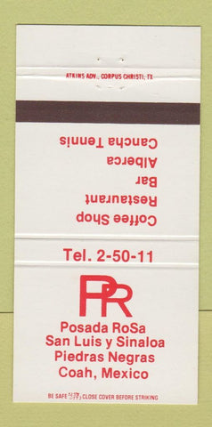 Matchbook Cover - Posada Rosa San Luis y Sinaloa Coah Mexico 30 Strike