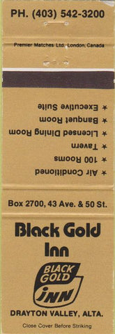 Matchbook Cover - Black Gold Inn Drayton Valley AB WEAR