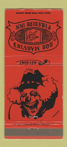 Matchbook Cover - Bob Marvin's Fireside Inn Columbus OH Clown 30 Strike