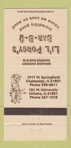 Matchbook Cover - Lil Porgy's BBQ Urbana IL Champaign 30 Strike