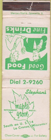 Matchbook Cover - Maple Grove Restaurant Motel La Crosse WI WEAR