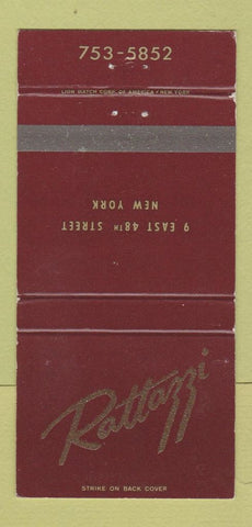 Matchbook Cover - Rattazzi New York City Ratt's Nest 30 Strike