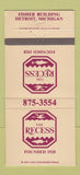 Matchbook Cover - The Recess Detroit MI 30 Strike