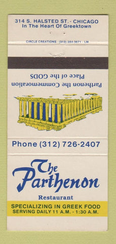 Matchbook Cover - Parthennon Restaurant Greek Chicago IL 30 Strike