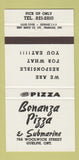 Matchbook Cover - Bonanza Pizza Guelph ON 30 Strike