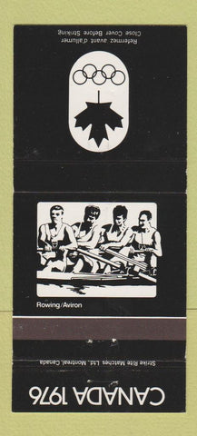 Matchbook Cover - 1976 Olympics Canada Rowing BLACK 30 Strike