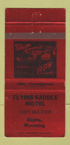 Matchbook Cover - Flying Saddle Motel Alpine WY RED 30 Strike