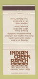 Matchbook Cover - Indian Creek Ranch Kerrville TX 30 Strike